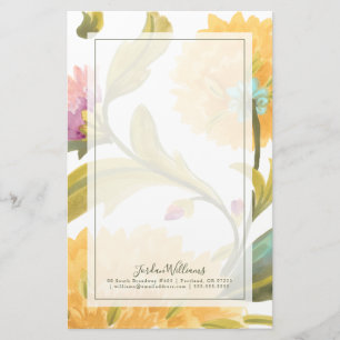 Papeterie Tuiles florales d'abbaye - fleurs jaunes