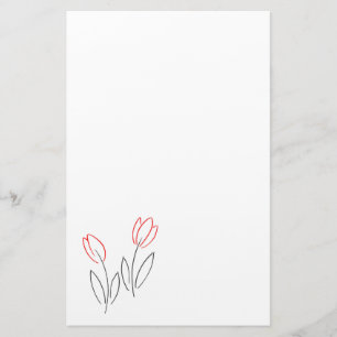 Papeterie Tulipes linéaires noires rouges