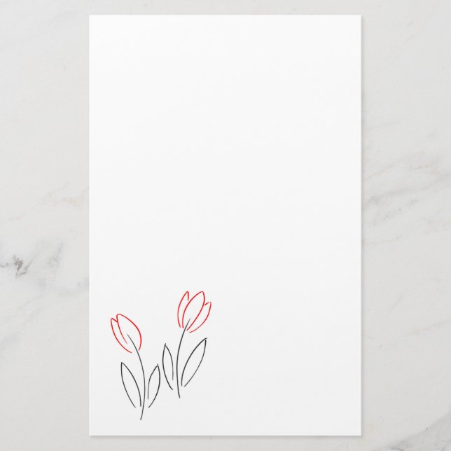 Papeterie Tulipes linéaires noires rouges (Devant)