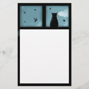Papeterie Un chat Noir regarde la fenêtre du ciel