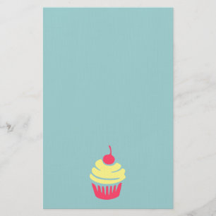 Papeterie Un cupcake de rose et de jaune avec Cherry On Top