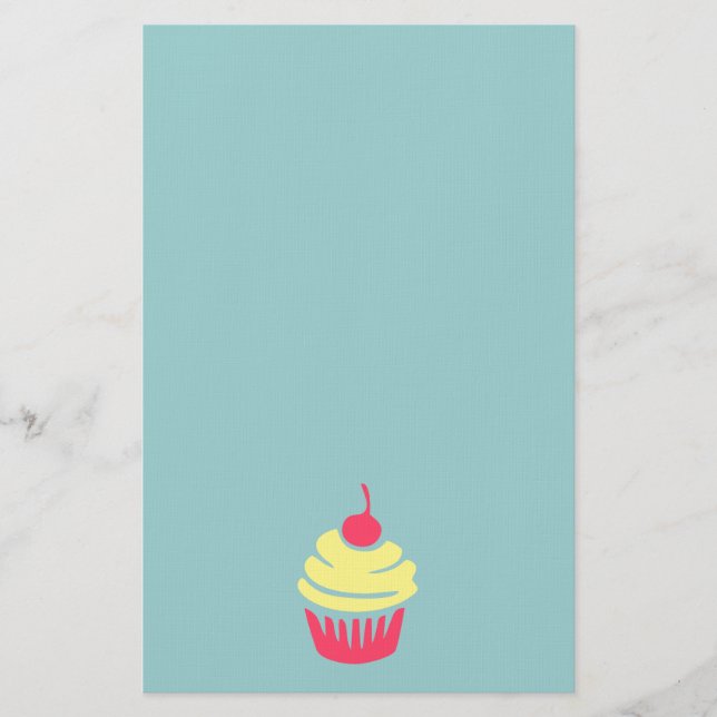Papeterie Un cupcake de rose et de jaune avec Cherry On Top (Devant)
