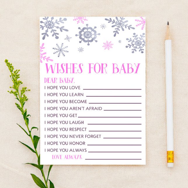 Papeterie Un Flocon De Neige Rose Souhaite Une Activité Baby (Créateur téléchargé)