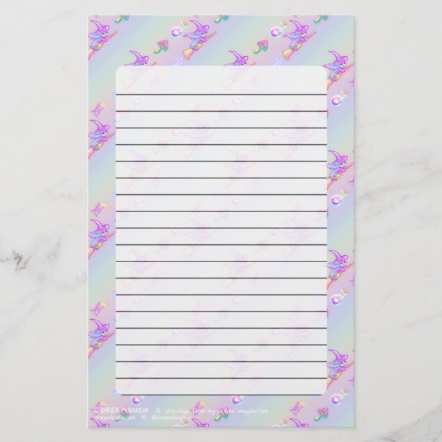 Papeterie Un joyeux Motif Rainbow de la sorcière volant (Devant)