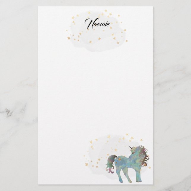 Papeterie Unicorne bleue et étoiles (Devant)