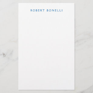 Papeterie Unique Moderne Minimaliste Bleu Blanc Uni