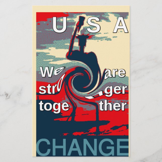 Papeterie USA Change : Un design uni plus fort (Devant)