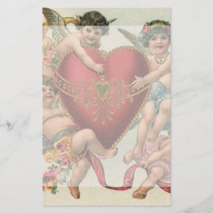Papeterie Valentines victoriens vintages, coeur d'anges