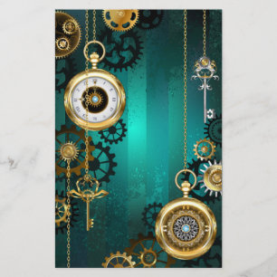 Papeterie Veille bijoux Steampunk sur un Arrière - plan vert