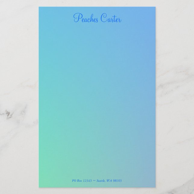 Papeterie Vert doux Aqua Blue Ombre (Devant)