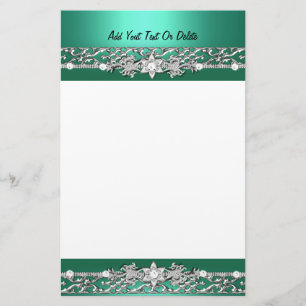 Papeterie Vert Jade Argent Diamant Image