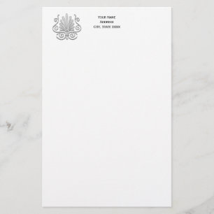 Papeterie Vintage Art Déco Argent Plume Arabesque