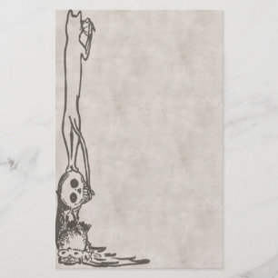 Papeterie vintage de chat, de crâne et de hibou