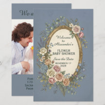 Vintage Label with colored Flowers 23 + your text