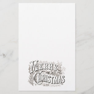 PAPETERIE VINTAGE "MERRY CHRISTMAS" SUR STATIONNAIRE