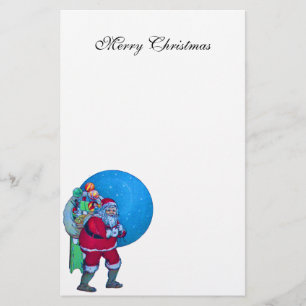 PAPETERIE VINTAGE PÈRE NOËL, NOËL SACK, JOUETS DANS STARRY S