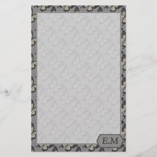 Papeterie Vintage Violet Butterfly Pattern Personalised (Devant)