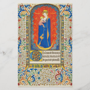 Papeterie VIRGIN AVEC ENFANT ET ANGELS Antique Floral Swirls