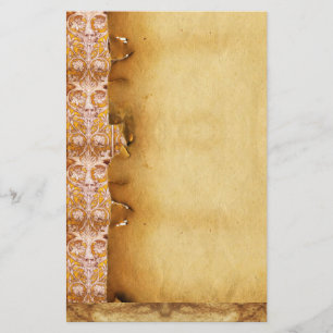 PAPETERIE VISAGE GROTESQUE AVEC PARCHEMENT FLORAL BLANC D'OR