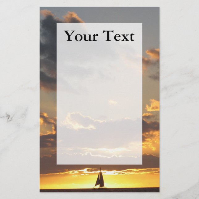 Papeterie Voilier au papier à lettres de coucher du soleil (Devant)