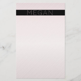 Papeterie Votre nom   Blanc mince et Rose subtil Ombre Strip