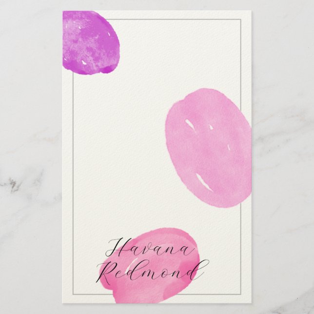 Papeterie Watercolor shapes pink frame Stationery (Devant)