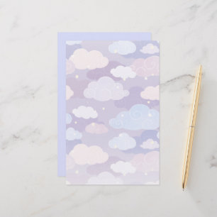 Papeterie Whimsical Pastel Clouds et étoiles Motif