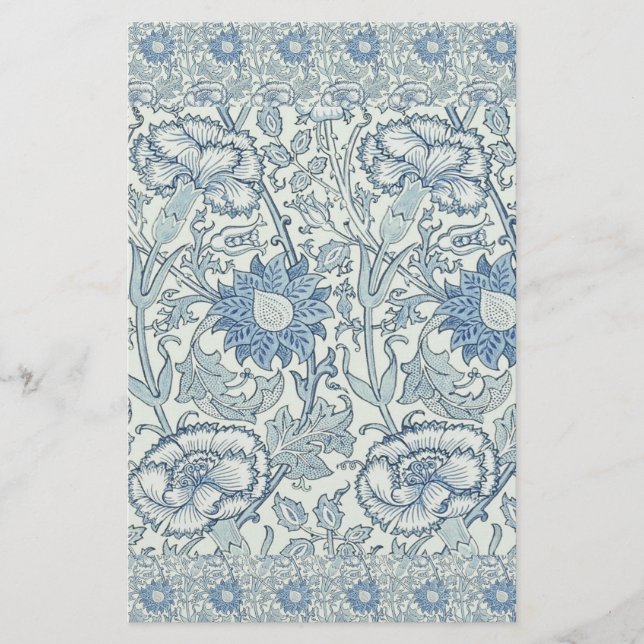 Papeterie William Morris Beau motif floral, bleu, rose (Devant)
