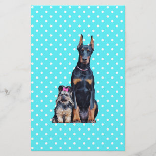 Papeterie Yorkshire Terrier Doberman Pois bleus