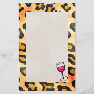 Papeterie Zones de léopard sauvage Motif avec Verre à vin