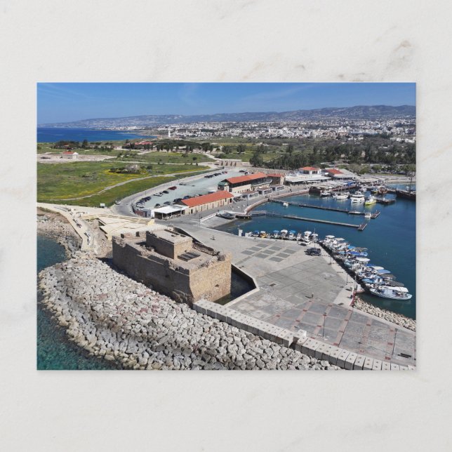 Paphos Castle and Harbor with lighthouse Postcard (Front)