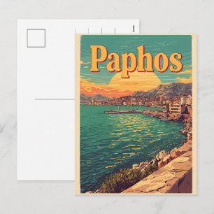 Paphos City, sunset - Cyprus touring souvenir Holiday Postcard