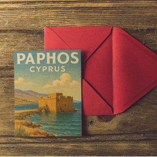 Paphos Cyprus fort vintage travel Postcard