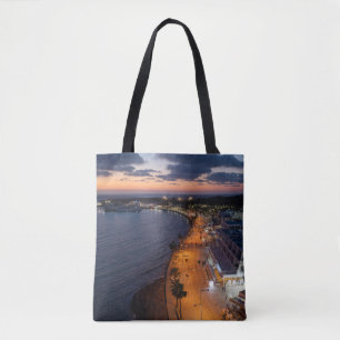Paphos seafront and harbour at night tote bag