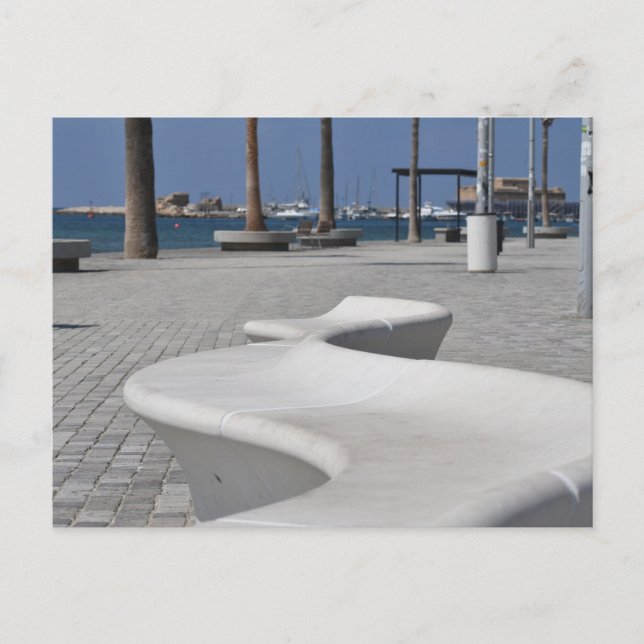 Paphos seafront seat, Cyprus Postcard (Front)