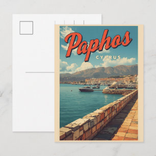 Paphos water view, Cyprus touring souvenir gifts Holiday Postcard