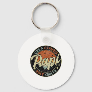 Papi Like A Grandpa Only Cooler Vintage Retro Fath Keychain