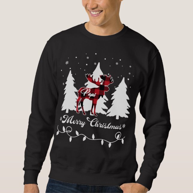 Papi Moose Buffalo Red Plaid Christmas Matching Fa Sweatshirt (Front)