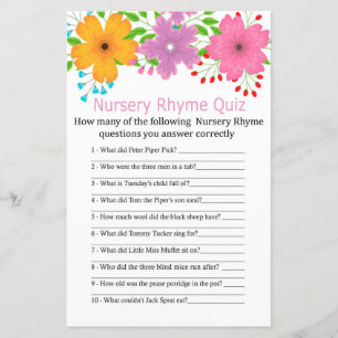 Papier С Fleurs en jeu de baby shower du jeu de rime de N