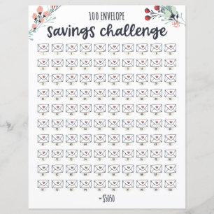 Papier 100 Enveloppe Saving Challenge Tracker