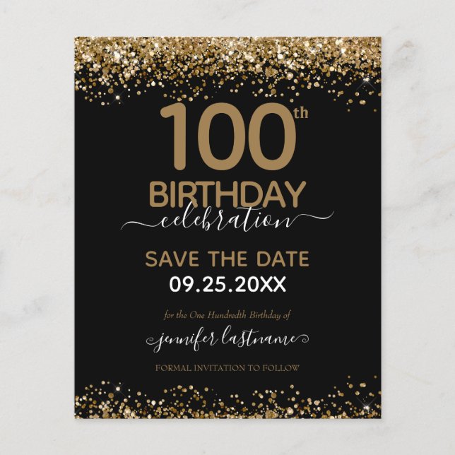 Papier 100e anniversaire Enregistrer la date Invitation d (Devant)
