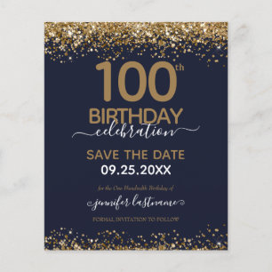 Papier 100e anniversaire Enregistrer la date Invitation d
