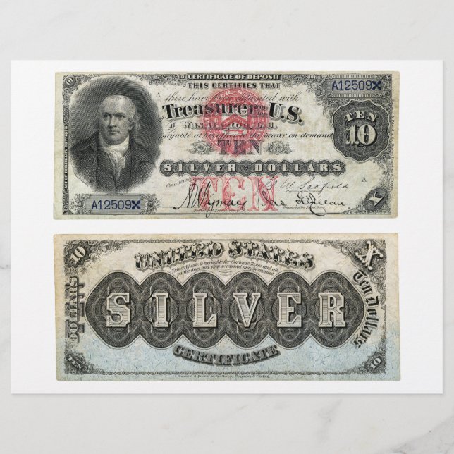 Papier 10 $ U.S. Banknote Silver Certificate 1878 (Devant)