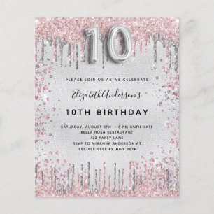 Papier 10e anniversaire argent rose parties scintillant i
