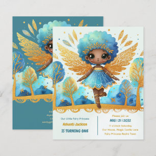 Papier 1er Anniversaire Petite Fée Princesse Africaine ON