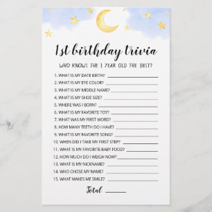 Papier 1er anniversaire Trivia édite jeu