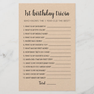 Papier 1er anniversaire Trivia édite jeu