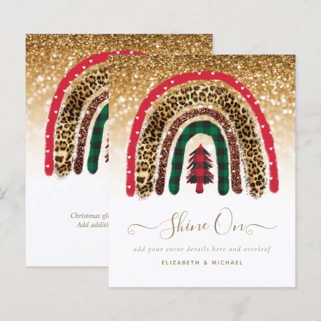Papier 2021 Personnalisé Noël arc-en-ciel Parties scintil (Devant / Derrière)