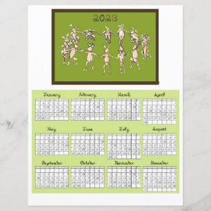 Papier 2023 Calendrier Fabric Font Rabbits Danser
