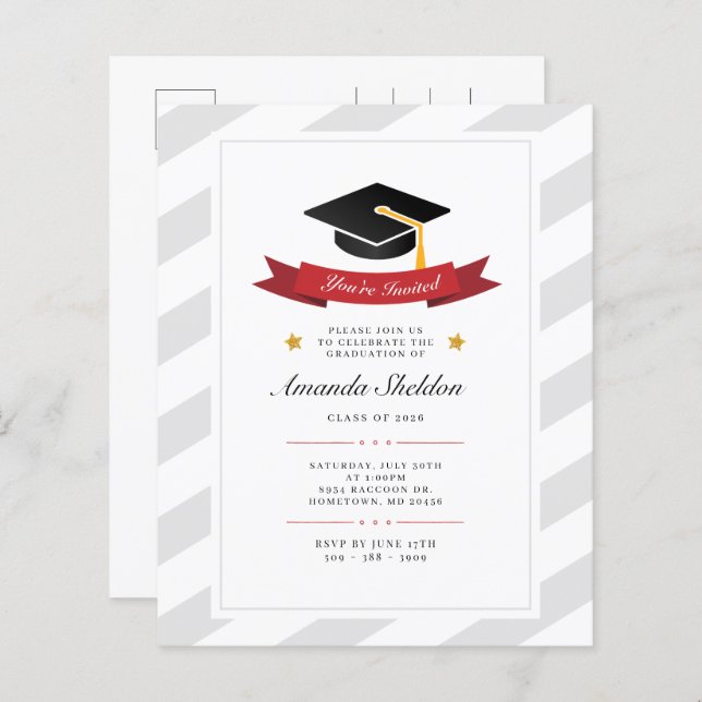 Papier 2025 Graduation Élégante Grad Party Invitation (Devant / Derrière)